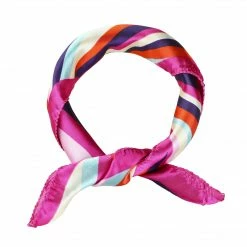 Allegra K Accessories Flower Print Stripe Polyester Neck Scarf Neckerchief For Women