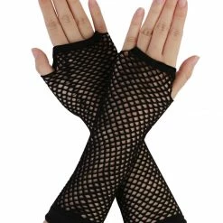 Allegra K Pair Elastic Mesh Fishnet Elbow Fingerless Goth Arm Warmers For Women Accessories
