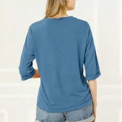 Allegra K Drop Shoulder 3/4 Sleeves Horse Print Loose Top 54 Allegra K Drop Shoulder 3/4 Sleeves Horse Print Loose Top