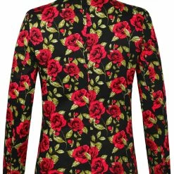 Allegra K Men's Prom Floral Slim Fit One Button Lightweight Prom Suit Blazer Jacket