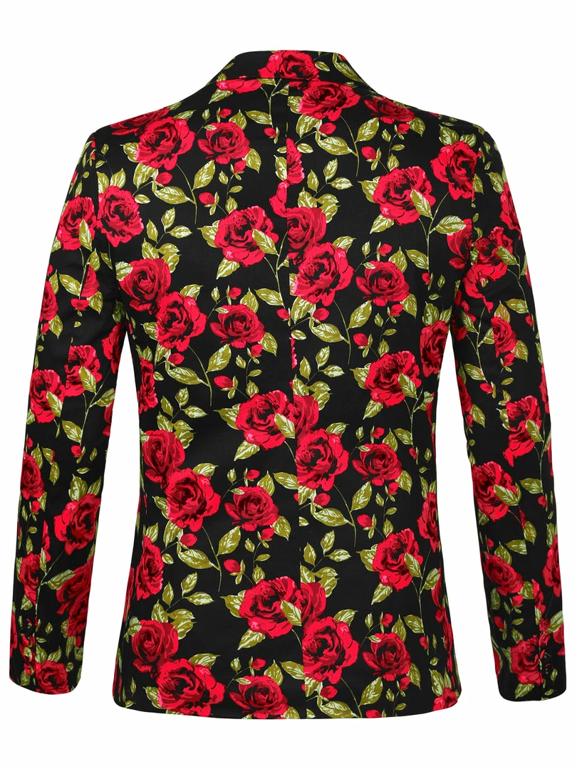 Allegra K Men's Prom Floral Slim Fit One Button Lightweight Prom Suit Blazer Jacket 4 Allegra K Men's Prom Floral Slim Fit One Button Lightweight Prom Suit Blazer Jacket