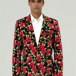 Allegra K Men's Prom Floral Slim Fit One Button Lightweight Prom Suit Blazer Jacket 30 Allegra K Men's Prom Floral Slim Fit One Button Lightweight Prom Suit Blazer Jacket