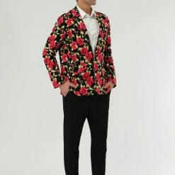 Allegra K Men's Prom Floral Slim Fit One Button Lightweight Prom Suit Blazer Jacket 31 Allegra K Men's Prom Floral Slim Fit One Button Lightweight Prom Suit Blazer Jacket