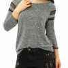 Women Allegra K Mesh Panel Raglan Sleeves Scoop Neck T-Shirt
