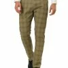 Allegra K Men's Plaid Checks Patterned Flat Front Chino Dress Pants