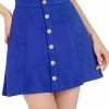 Allegra K Women's Faux Suede Single Breasted Front Button Mid Rise Mini A-Line Skirt 2 Allegra K Women's Faux Suede Single Breasted Front Button Mid Rise Mini A-Line Skirt