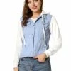 Women Allegra K Washed Denim Jacket With A Hood And Sleeves In Sweatshirt Fabric