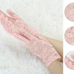 Allegra K Lady Floral Lace Wrist Length Full Finger Gloves Pair Accessories