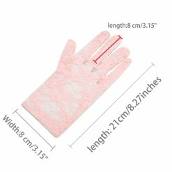 Allegra K Lady Floral Lace Wrist Length Full Finger Gloves Pair Accessories