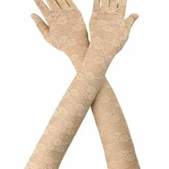 Allegra K Women Opera Length Floral Lace Full Finger Gloves Pair