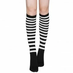 Allegra K Ladies Stripes Contrast Color Knee High Socks Pair Accessories