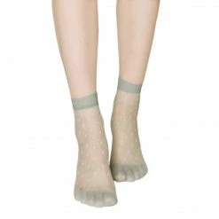 Allegra K Women Dots Pattern Ankle Length Stretchy Sheer Socks 10 Pairs