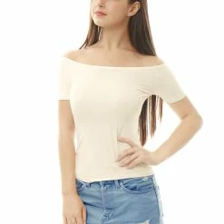 Allegra K Slim Fit Short Sleeves Off The Shoulder Cropped Top Clothing 82 Allegra K Slim Fit Short Sleeves Off The Shoulder Cropped Top Clothing