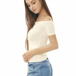 Allegra K Slim Fit Short Sleeves Off The Shoulder Cropped Top Clothing 83 Allegra K Slim Fit Short Sleeves Off The Shoulder Cropped Top Clothing