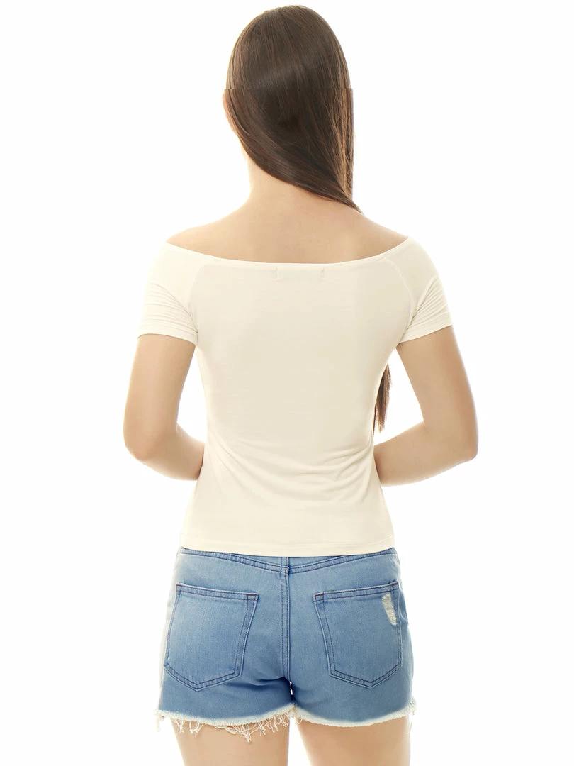 Allegra K Slim Fit Short Sleeves Off The Shoulder Cropped Top Clothing 7 Allegra K Slim Fit Short Sleeves Off The Shoulder Cropped Top Clothing