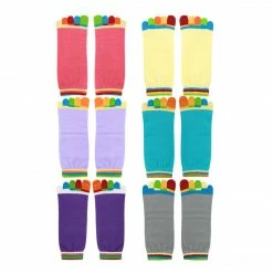 Allegra K Women Nonslip Grips Contrast Color Toe Socks 6 Pairs
