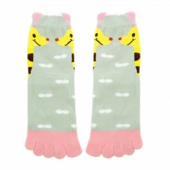 Allegra K Women Elastic Cuffs Giraffe Novelty Pattern Toe Socks 9-11