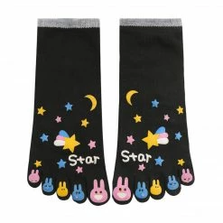 Allegra K Unisex Letters Rabbit Stars Pattern Ankle Full Toe Socks Accessories