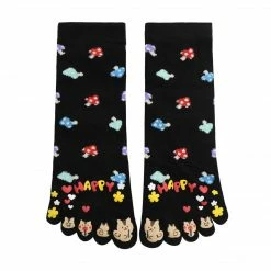 Allegra K Accessories Women Ankle Length Mushrooms Pattern Stretchy Toe Socks