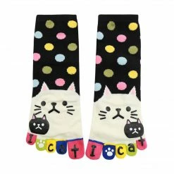 Allegra K Women Dots Letter Cat Prints Stretchy Ankle Length Toe Socks 9-11 Accessories