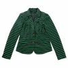 Women Allegra K Two Button Clouser Striped Blazer With Shaped Shawl Collar