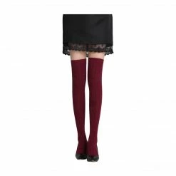 Allegra K Ladies Over Knee High Stretchy Skinny Fit Ribs Knitted Stockings