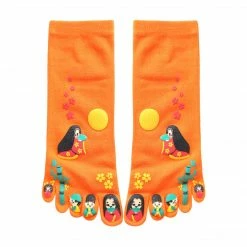 Allegra K Women 2 Pack Japanese Cartoon Print Five Toe Socks Accessories