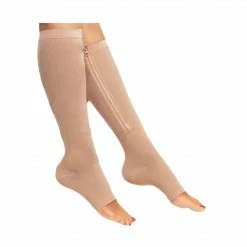 Allegra K Unisex Zip Up Knee High Ankle Band Toeless Compression Socks 1 Pack