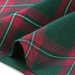 Allegra K Women Plaids Contrast Peter Pan Collar Puff Sleeves Above Knee Dress