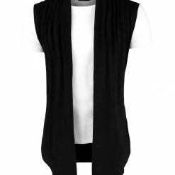 Allegra K Men Casual Open Front Sleeveless Irregular Hem Cardigan Vest With No Button