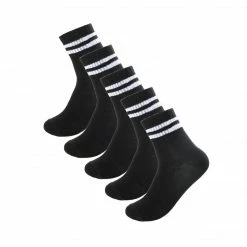 Allegra K Women Cuff Stripes Pattern Cotton Breathable Crew Socks 5 Pack 9-11