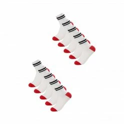 Allegra K Women 10 Pack Color Block Striped Pattern Cuff Cotton Crew Socks 10-12 Accessories