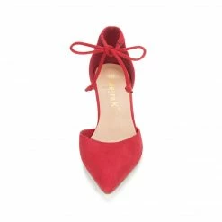 Allegra K Shoes Women Ankle Tie Chunky Heel Pointed Toe Dress Pumps