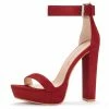 Allegra K Women's Platform High Heel Ankle Strap Chunky Heels Sandals