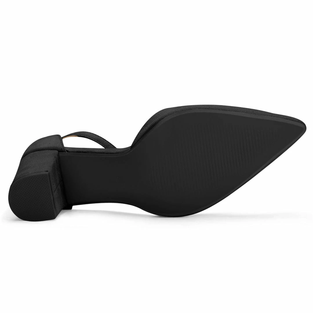 Allegra K Women's Point Toe Chunky High Heel Ankle Strap Pumps 7 Allegra K Women's Point Toe Chunky High Heel Ankle Strap Pumps