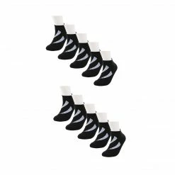 Allegra K Accessories Big Black Ankle Athelic Socks Low Cut Cotton Striped 10 Pairs