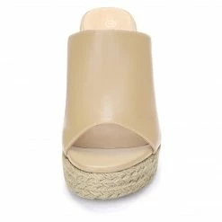 Allegra K Women Open Toe Espadrille Wedge Heel Platform Mules
