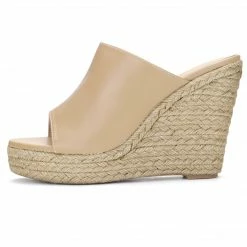 Allegra K Women Open Toe Espadrille Wedge Heel Platform Mules