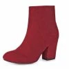 Allegra K Women Round Toe Side Zipper Block Heel Ankle Boots Shoes