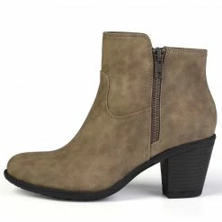 Allegra K Shoes Women's Round Toe Stacked Chunky Heel Zipper Ankle Boots
