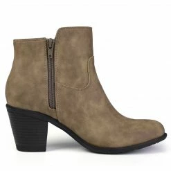 Allegra K Shoes Women's Round Toe Stacked Chunky Heel Zipper Ankle Boots