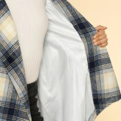 Allegra K Wide Lapel Plaid Fall Wrap Coat Women 50 Allegra K Wide Lapel Plaid Fall Wrap Coat Women