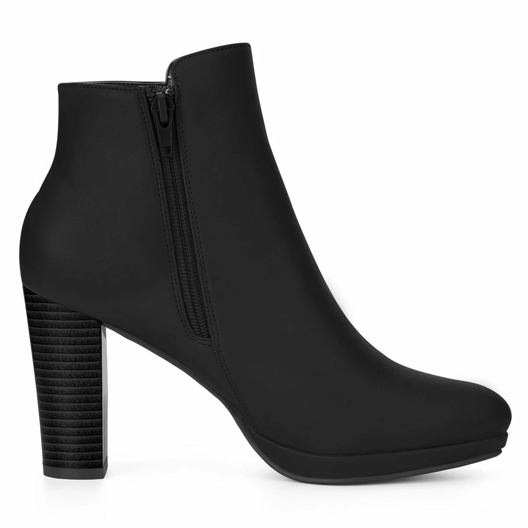 Allegra K HF5521-21 Women Round Toe Chunky Heel Platform Ankle Boots 9 Allegra K HF5521-21 Women Round Toe Chunky Heel Platform Ankle Boots