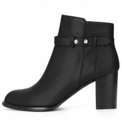 Allegra K Women's Round Toe Strap Block High Heel Ankle Bootie Shoes