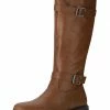 Allegra K Shoes XNM-2 Women Round Toe Buckle Straps Zipper Riding Boots