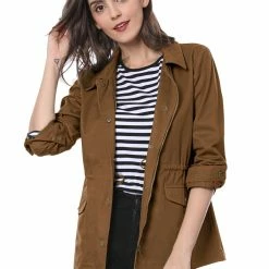 Allegra K Cotton Lightweight Utility Jacket