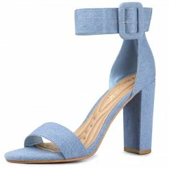 Allegra K Shoes BC0593 Women Block Heel Zipper Buckle Ankle Strap Sandals