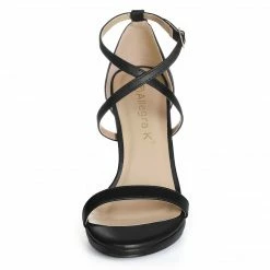 Allegra K Shoes Women's Open Toe Crisscross Strap Stiletto Heel Sandals