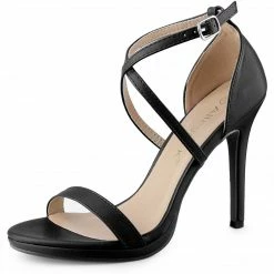 Allegra K Shoes Women's Open Toe Crisscross Strap Stiletto Heel Sandals