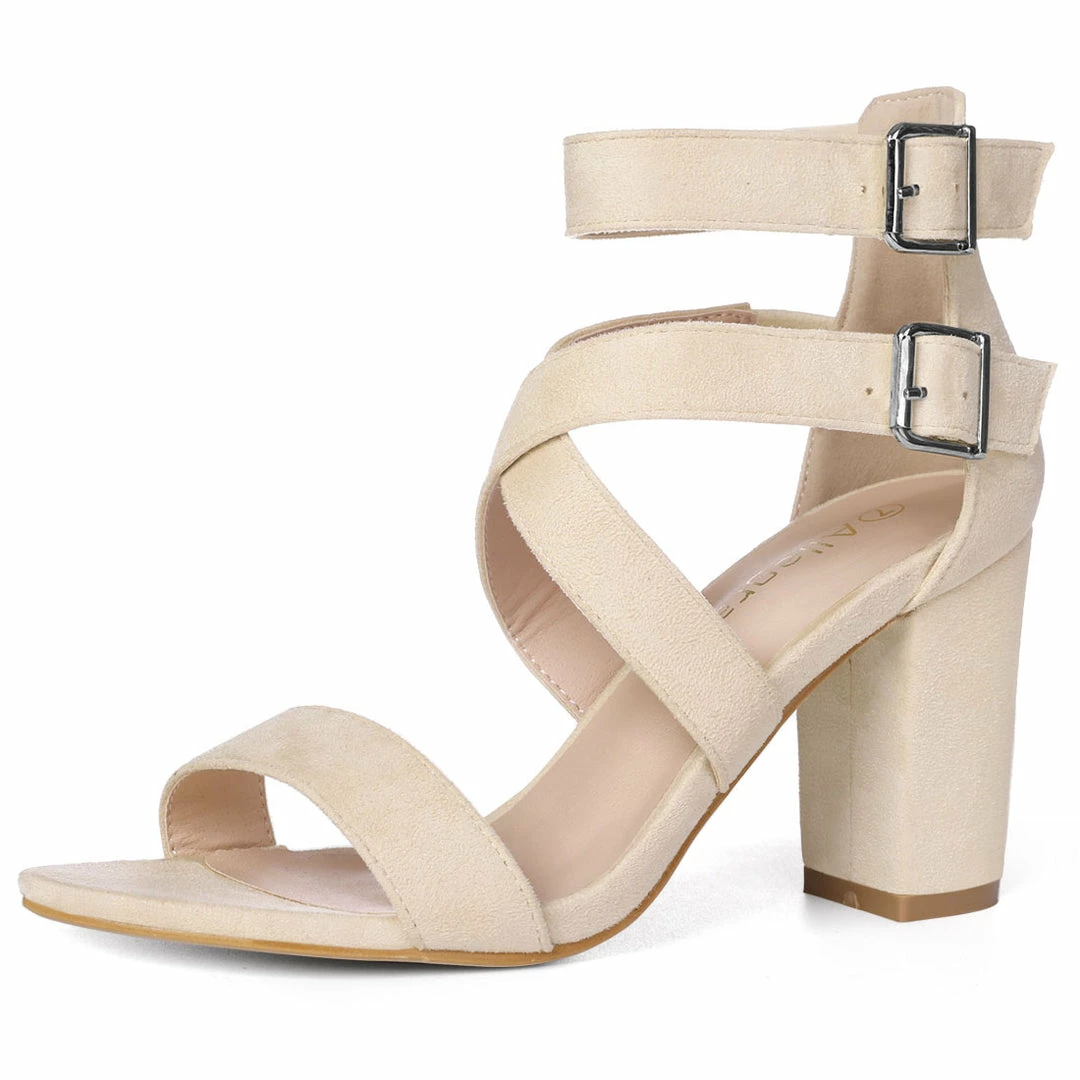 Allegra K Women Ankle Strap Cross Design Block Heel Sandals Shoes 3 Allegra K Women Ankle Strap Cross Design Block Heel Sandals Shoes